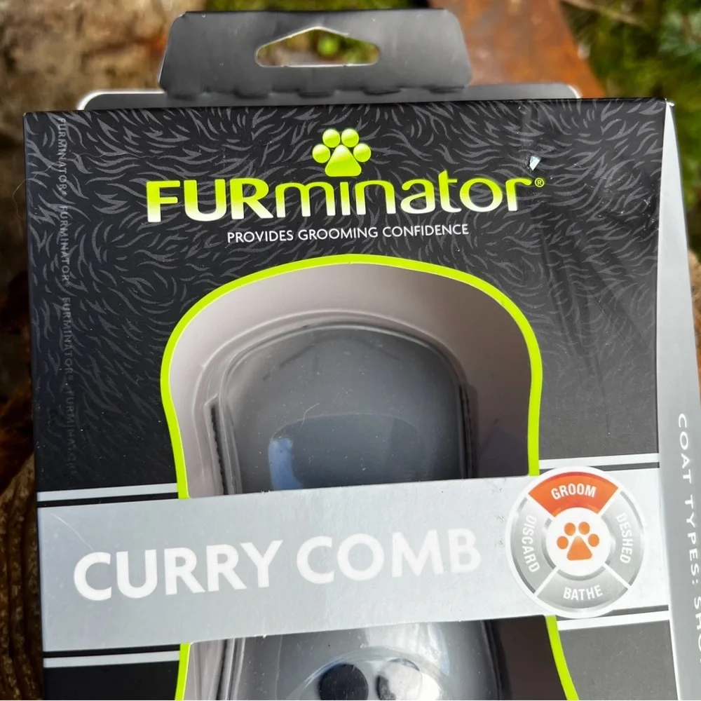 FURminator Curry Comb for Cats and Dogs Rubber Teeth Anti-Microbial